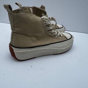 Mimi hi-top, side zipper, fashion shoes, tan color women's size 9